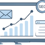 A professional digital illustration showing growth charts and SEO icons, representing the best marketing courses for beginners.