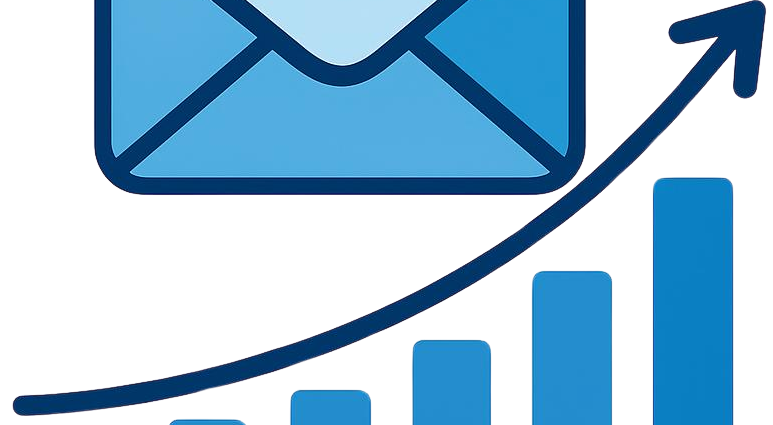 Illustration showing an envelope and a growth chart representing how to build an email list from scratch successfully.