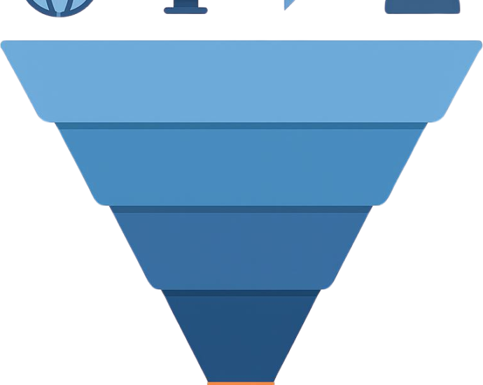 Marketing funnel illustration representing effective lead generation strategies for small business.