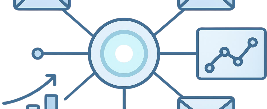 A professional diagram representing various tools to automate email marketing campaigns for business growth.