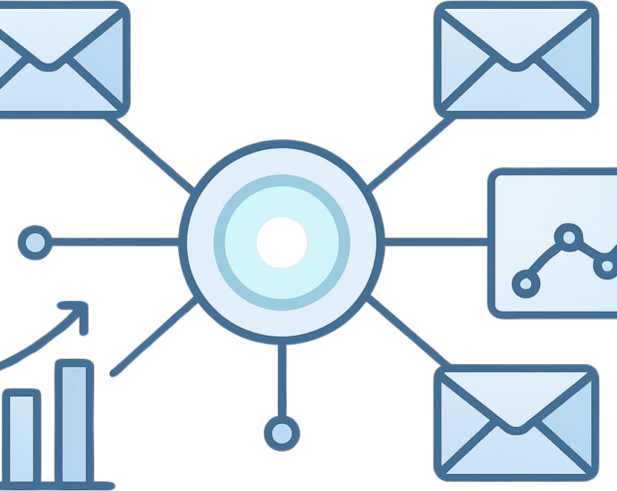A professional diagram representing various tools to automate email marketing campaigns for business growth.
