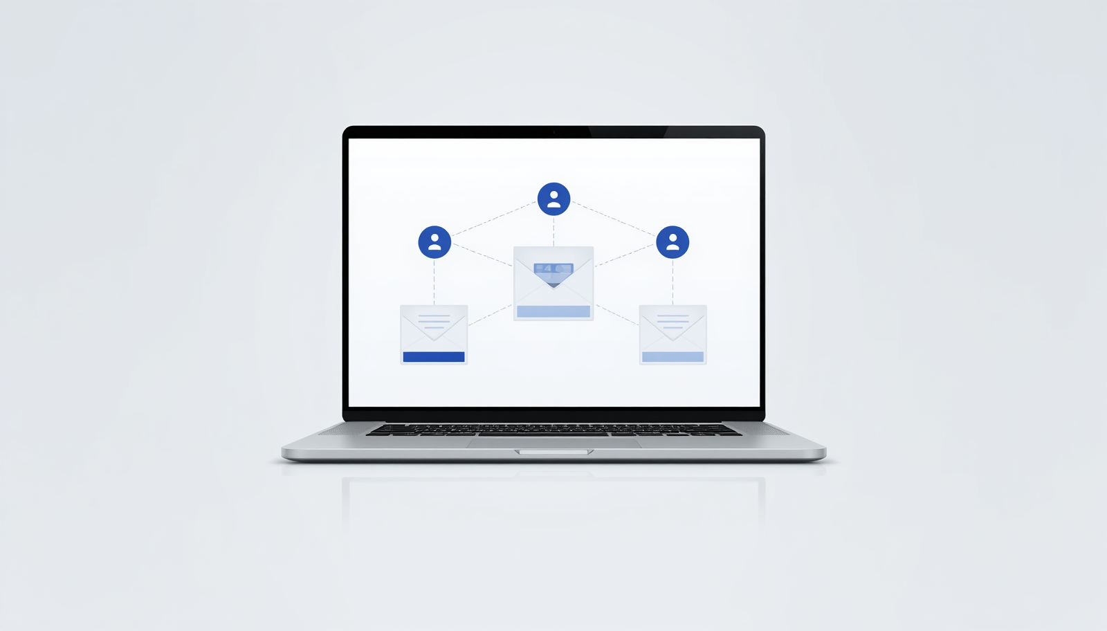 A sleek laptop screen showing a network of connections, representing the power of top-rated email marketing automation tools.