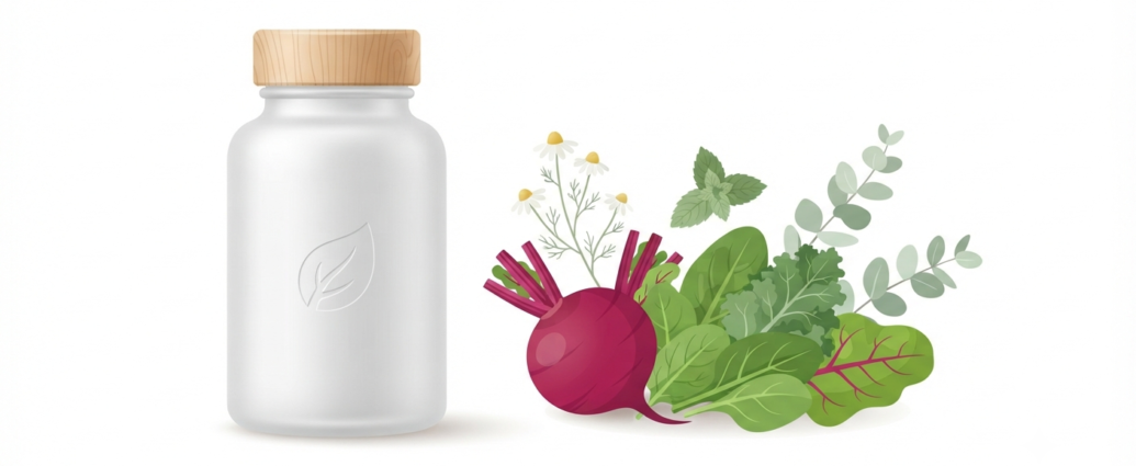 Advanced bionutritionals circ02 honest review featuring a supplement bottle, beetroot, and leafy greens on a clean background