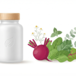Advanced bionutritionals circ02 honest review featuring a supplement bottle, beetroot, and leafy greens on a clean background