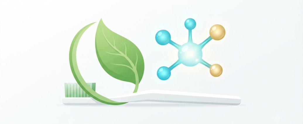 Does mouthwash block nitric oxide production illustration featuring a fresh green leaf and molecular structure