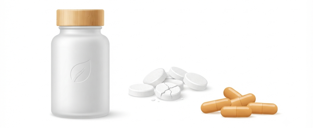 Fast dissolving nitric oxide lozenges vs pills comparison featuring dissolvable tablets, capsules, and a supplement bottle on a clean background