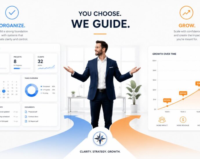 A coach choosing between two marketing platform paths, representing the FunnelCockpit vs ClickFunnels comparison.
