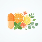 Natural supplements for age related fatigue and low energy featuring a wellness capsule with citrus slices