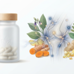 Nitric oxide supplements for joint discomfort and mobility featuring botanical elements and circulation support icons on a clean background