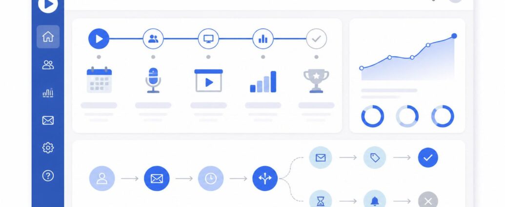 A visual guide for step-by-step setting up automated webinars with FunnelCockpit.
