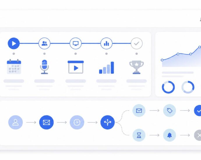 A visual guide for step-by-step setting up automated webinars with FunnelCockpit.