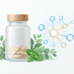 Best nitric oxide supplement for older adults review featuring a wellness supplement bottle with molecular structure and green leaves