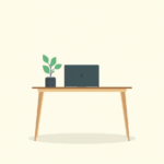 Minimalist illustration of a professional desk setup for an article on how to start affiliate marketing without followers.