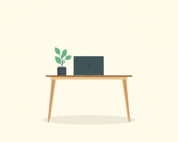 Minimalist illustration of a professional desk setup for an article on how to start affiliate marketing without followers.